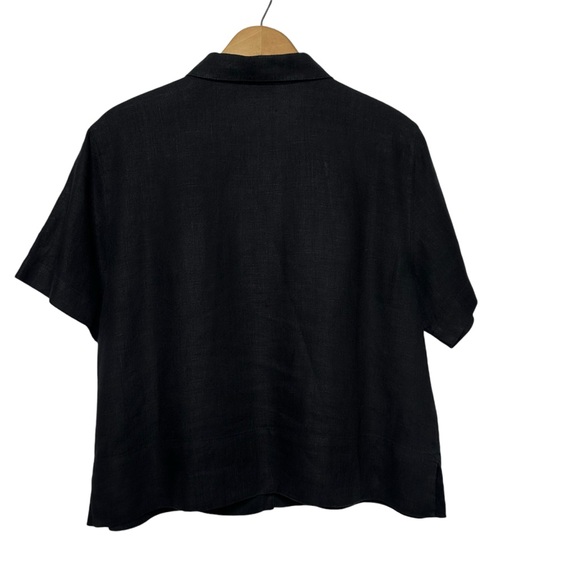 CHICO’S 100% Linen Black Boxy Fit Minimalist Button Down Top Size 1 - Picture 3 of 9